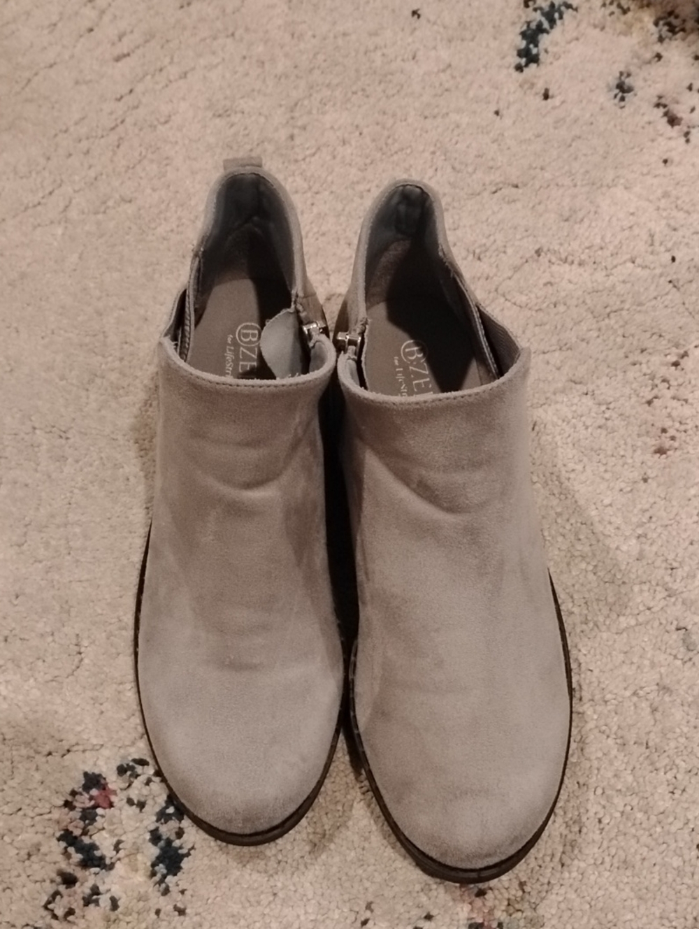 Bzees By Lifestride Ontario Light Gray Suede Slip-On Ankle Booties